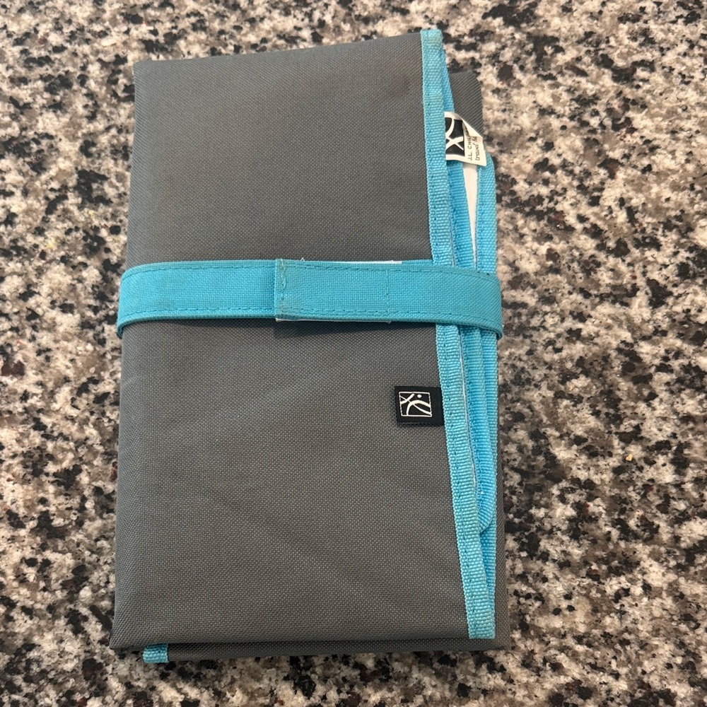 Gray and Blue Travel changing pad Large
